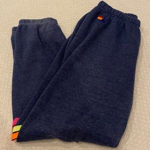 Aviator Nation Chevron 5 Sweatpants Heather Navy // Neon